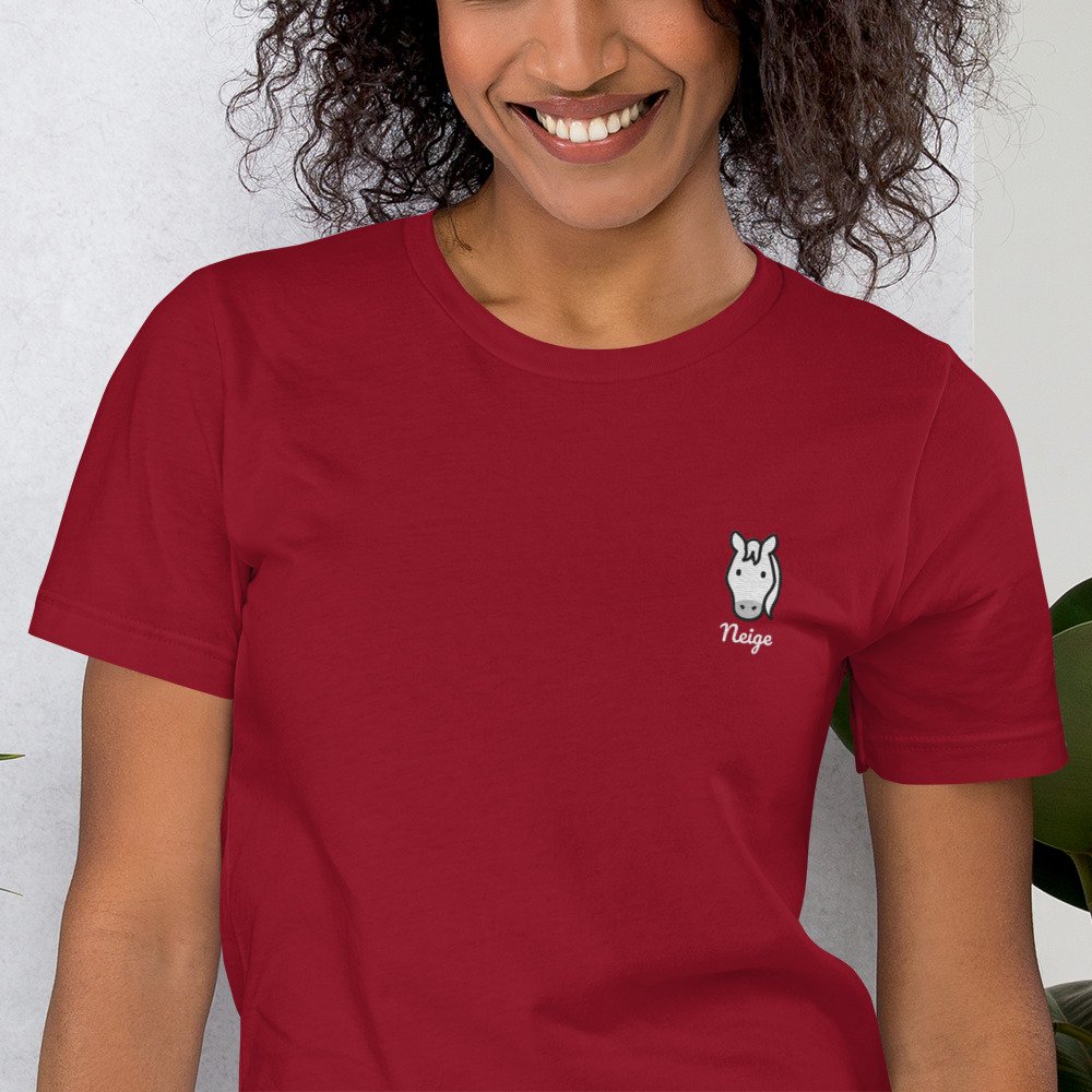 T-shirt Unisexe Cheval Nez Blanc